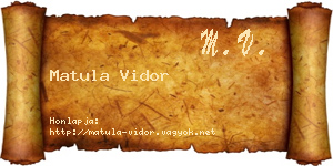 Matula Vidor névjegykártya